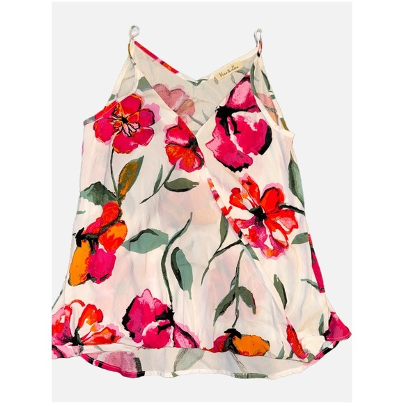 Vine & Love Tops - Vine & Love- Women’s Pink and Orange Floral Tank Top Size Small